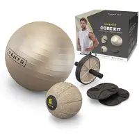 Centr Core Kit Fitnessset mit Fitnessball, Slam Ball, Ab Wheel - Beige