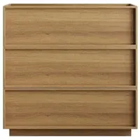 OKWISH Kommode MDF und Spanplatte Eichefarben 80x48x78 cm mit 3 Schubladen, griffloses Design und Kippschutz