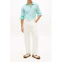 Tommy Hilfiger Linen Bengal Stripe Shirt Arctic Aqua/stripe Größe: M | Casual hemden Outlet | Herren | Weiß
