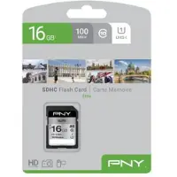 PNY Elite, 16 GB, SDHC, Klasse 10, UHS-I, Class 1 (U1), Schwarz