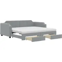 vidaXL Tagesbett Ausziehbar mit Schubladen Hellgrau 80x200 cm Stoff