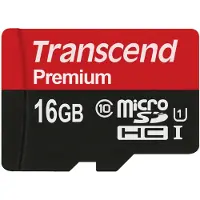 Transcend 16GB microSDHC Class 10 UHS-I, 16 GB, MicroSDHC, Klasse 10, MLC, 90 MB/s, Class 1 (U1)