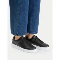 Armani Exchange für Damen. XW000295AF11912UC001 Schwarze Lederturnschuhe (40), Wohnung, Schnürsenkel, Lässig