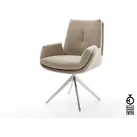 DELIFE Drehstuhl Clea-Flex Bouclé Schlamm Kreuzgestell breit Edelstahl 360° drehbar Wippfunktion
