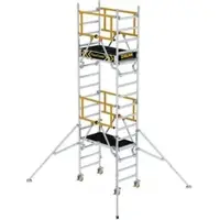 MUNK Günzburger Steigtechnik MUNK Rollgerüst FlexxTower SG ergo mit klappbaren Dreieckauslegern und Schwenkfuß Plattformgröße 1,20x0,60m Arbeitshöhe 5,10m