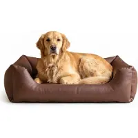 4L Textil Mario Orthopädisches Hundebett aus Kunstleder Braun 120x90 cm Memory Foam Robust Wasserabweisend Für Große Hunde