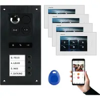 Balter ERA Schwarz RFID 2-Draht BUS IP 7 WiFi Video Türstation iOS Android App für 4 Familienhaus
