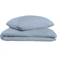 Oh Cosy Bettwäscheset Sally | 2-teilig | Uni | Musselin | 100% Baumwolle | Knopfverschluss | 135x200cm + 80x80cm | Hellblau