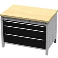 OttoKind Otto Kind Breitfachwerkbank Typ 410, Buche Multiplexplatte, bis 1.200 kg, B 1152 x T 750 x H 850 mm, Stahl, Zentralverschluss, weißaluminium/tiefschwarz