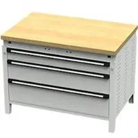 OttoKind Otto Kind Breitfachwerkbank Typ 410, Buche Multiplexplatte, bis 1.200 kg, B 1152 x T 750 x H 850 mm, Stahl, Zentralverschluss, lichtgrau/lichtgrau