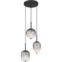 Globo Lighting LED Hängeleuchte, Metall, Glas, rauchfarben, 3 Flammig, H 120 cm