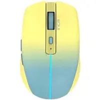 Inca IWM-511RS, rechts, Optisch, RF Wireless + Bluetooth + USB Type-C, 1600 DPI, Blau, Gelb