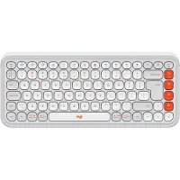 Logitech POP ICON KEYS, Mini, Kabellos, Bluetooth, Scherenschalter, QWERTY, Orange, Weiß
