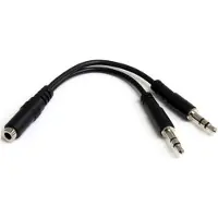 StarTech.com 3,5mm Audio Klinke Y Kabel - Headset Splitter - 1 x 3,5mm (Buchse) 2 x 3,5mm (Stecker), 3.5mm, Männlich, 2 x 3.5mm, Weiblich, 0,13 m, Schwarz