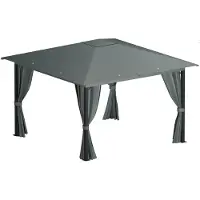 ALEOS Garten-Pavillon Monza 3x3 Meter, anthrazit 9m² wasserdicht UV30+