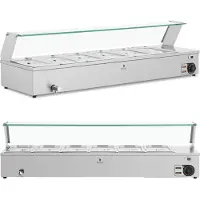 Royal Catering Bain-Marie Speisenwärmer, Warmhaltebuffet mit Haube 6 x GN 1/3 2100 W