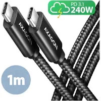 Axagon BUCM2-CM10AB Ladekabel, USB-C zu USB-C 2.0, 1 m, PD 240 W 5 A, ALU - Schwarz - 1 Meter langes USB-C zu USB-C Kabel - Daten- und Ladefähig, 1 m, USB C, USB C, USB 2.0, 0,48 Gbit/s, Schwarz