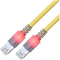EasyLan DualBoot LED Patchkabel RJ45 S/FTP Cat.6 (Class E), mit saCon Stecker, LSOH, gelb, 2 m