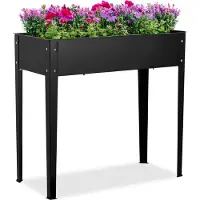Relaxdays Hochbeet, Garten, Balkon & Terrasse, pulverbeschichteter Stahl, HxBxT: 80 x 85 x 40 cm, Pflanzenbeet, schwarz