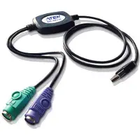 Aten PS/2 auf USB Adapter (90 cm), 0,9 m, 2x 6-p Mini-DIN, USB A, Männlich, Weiblich, Schwarz