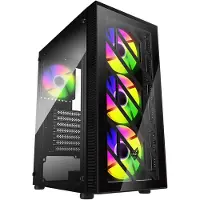 FSP CMT192 Gehäuse Midi Tower mITX, mATX, ATX Schwarz Fixed RGB, Midi Tower, PC, Schwarz, ATX, micro ATX, Mini-ITX, SPCC, Gehärtetes Glas, Multi