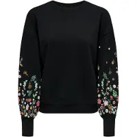 ONLY Sweatshirt "ONLBROOKE L/S O-NECK FLOWER SWT", Baumwollmischung, regular fit