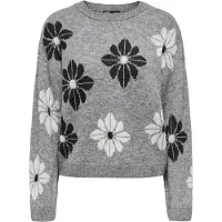 ONLY Rundhalspullover "ONLFREESIA LS FLOWER O-NECK RP KNT" mit Blümchen - Strickmuster