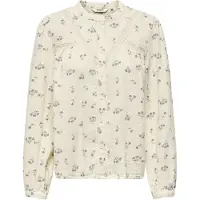 ONLY Druckbluse "ONLLARI L/S FLOWER SHIRT NOOS WVN", Damen, Gr. XS, beige (cloud dancer aop:emb), Web, Obermaterial: 100% Baumwolle, bedruckt, regular fit normal, Blusen Druckbluse