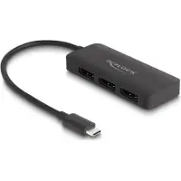 DeLOCK USB Type-C Splitter (DP Alt Mode) zu 3 x DisplayPort MST 4K 60 Hz, DisplayPort, USB Typ-C, 3840 x 2160, Schwarz, 1.4/2.2, 4K Ultra HD