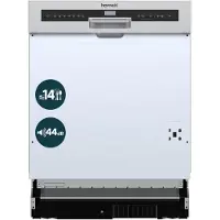 Homex Geschirrspüler 60 cm, Einbau Spülmaschine teilintegrierbar - 14 Maßgedecke, 7 Programme, AquaStop, DWSI601444C