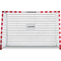 Dunlop Fußballtor - Fussballtor 300 x 200 x 110 cm - Fußball Tor - Fussballtore für Garten Kinder und Erwachsene - Fussball Trainingszubehör für Innen und Außen - Metall - Weiß/Rot