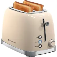 Kitchenbrothers Retro-Toaster - 6 Heizstufen - 2 extra breite Schlitze - 1630W - Aufwärm- und Auftaufunktion - Beige