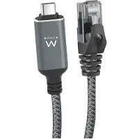 Ewent EC2003, 3 m, Cat6, USB Typ-C, RJ-45, Schwarz, Grau