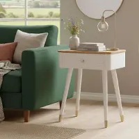 Dmora Couchtisch Bibbiano 45x32x62h cm Weiß mit Schublade