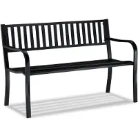 Relaxdays Gartenbank, bequemer 2-Sitzer, robuste Metallbank, für Terrasse, Balkon, HBT 82 x 127,5 x 59,5 cm, schwarz
