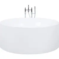 Beliani Badewanne Weiß 140 cm Acryl Freistehend Rund Modern