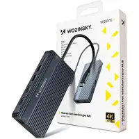 Wozinsky Usb-C Hub 14 In 1 Wds03Y5S Multifunktional, Aluminium, bis zu 3 Monitore, mit Kabel 15 Cm - Grau