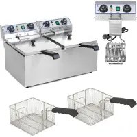Royal Catering Doppelkammer-Elektrofritteuse TIMER 2x9L