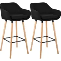 CLP 2er Set Barhocker Grant Stoffbezug Gestell aus Buchenholz bis 150 kg | Farbe schwarz