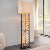 Invicta riess-ambiente Stehlampe EUPHORIA 165cm natur Longanholz beige mit Lampenschirm Stehleuchte Lampe Leuchte