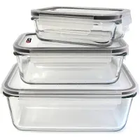 Cuisy Frischebehalter mit Deckel - Glas - Set 3x Stuck - 350/800/1800 ml