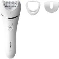 Philips 8000 series Epilator Series 8000 BRE700/00 Epilierer, nass und trocken, Silber, Weiß, 32 Pinzette, 70400 RPM, Batterie, 15 V, Integrierte Batterie