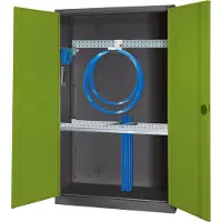 C+P Modul-Sportgeräteschrank "Grundausstattung" mit Vollblech-Flügeltüren, HxBxT 195x120x50 cm, Ergo-Lock Muldengriff, Clowngrün (RAL 110 80 60), Anthrazit (RAL 7021), Gleichschließung