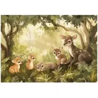 WALLARENA FOTOTAPETE Kinderzimmer Wald Tiere Tapete Kinder 150x105