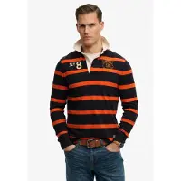 Superdry Double Emblem Stripe Rugby Langarm-polo