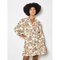 Apricot Minikleid "Malerisches Sarasa-Minikleid mit Blumenmuster" mit Gürtel