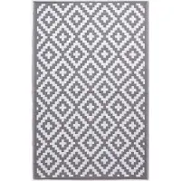 Homescapes Outdoor Teppich wetterfest grau-weiß 150x240 cm, Gartenteppich Zoe geometrisch gemustert, Balkonteppich wendbar