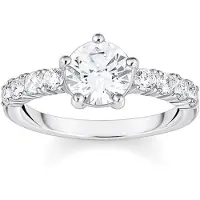 Thomas Sabo Solitärring mit weissen Steinen Silber