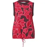Street One Blusentop , Damen, Gr. 34, rot (salsa rot), Web, Obermaterial: 100% Viskose, geblümt, normal hüftbedeckend, Rundhals, Bündchen kontrastfarben, Blusen Blusentop, Sommertop mit floralem Muster