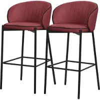 ML-Design Barhocker 2er Set Rot Stoffbezug 76 cm hoch Gepolsterte Barstühle mit Metallgestell Rückenlehne & Fußstütze Küchenstühle Bistrohocker